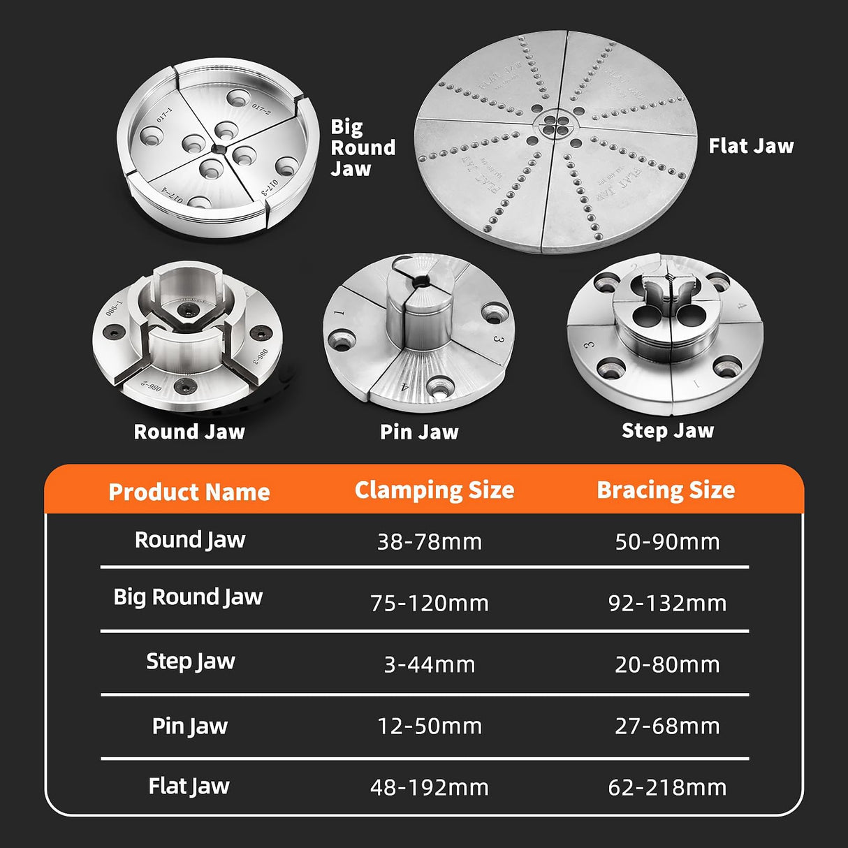 Aspaton 3.75-Inch 4 Jaw Wood Turning Lathe Nickel Plated Chuck and Cutting Jaws Kit with T-Wrench and 6 Corner Star Fasteners 1 Inch x 8TPI Aspaton
