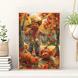 Fall Pumpkin Scarecrow Leaf Diamond Art Kits for Adults, 5D Diamond Painting Kits for Adults Beginners, DIY Full Round Drill Diamond Dot Painting Gem Art Kits for Adult, Home Wall Decor 11.8x15.7 Inch VCLKDIY