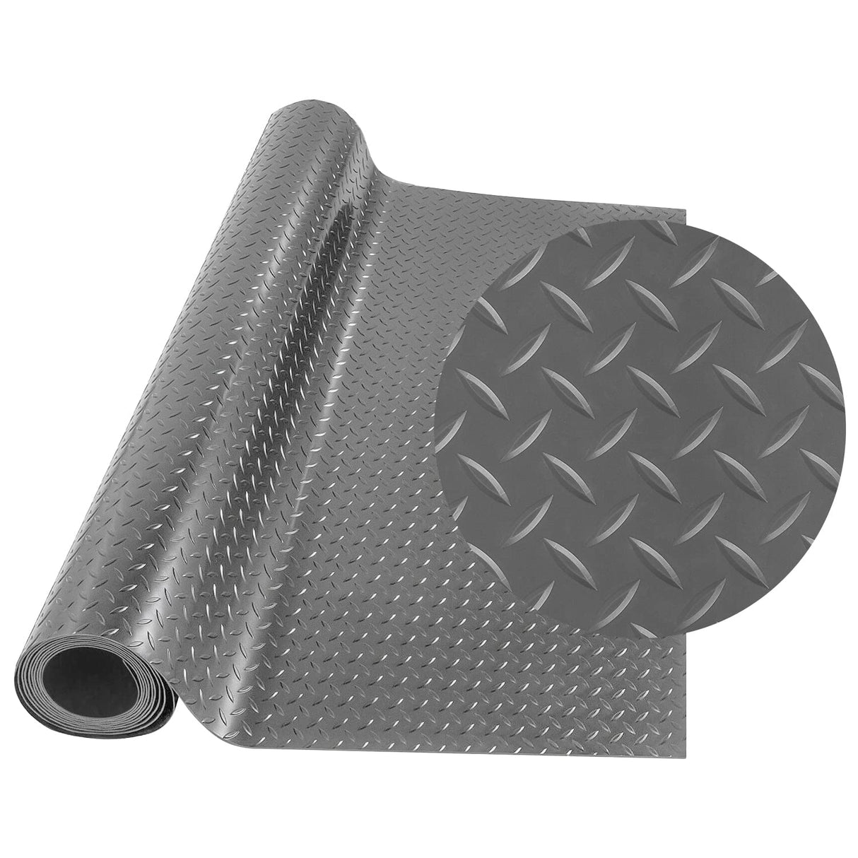 foriy Garage Floor Oxford Mats, 4x8.2ft Diamond Plate Garage Flooring Rolls, Car Parking Mats with Embossed Diamond Plate Pattern, Gray Floor Protector Mat for Garage Floor Under Car Trailer Truck foriy