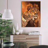 MaiMMaledy Paint by Numbers Kit for Adults Beginners 8Wx12L inch Canvas Pictures with Framed Drawing Painting Works with Wooden Triangle Easel Acrylic Pigment Lion MaiMMaledy