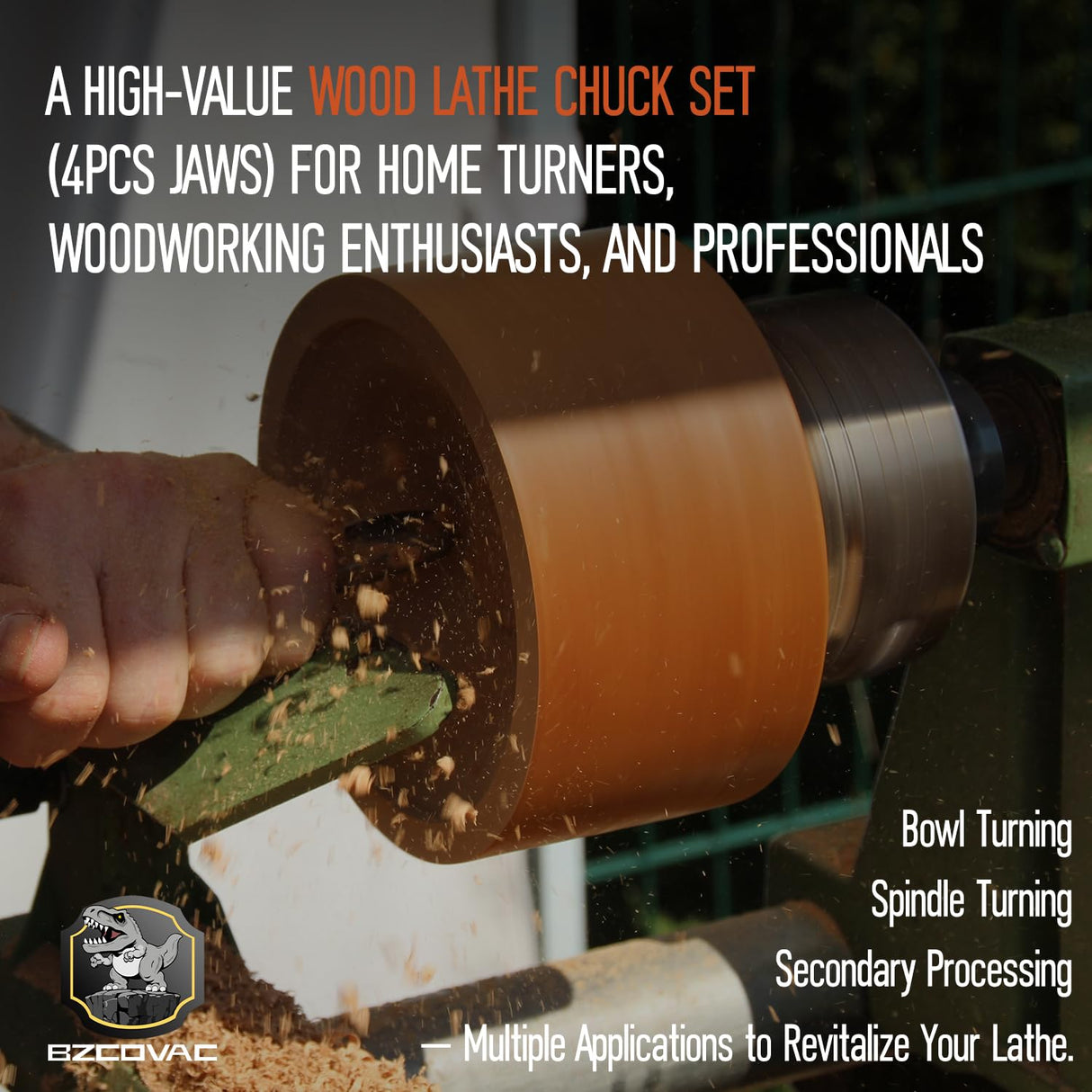 4-Inch Self-Centering Wood Lathe Chuck for Nova, 1" x 8 TPI Thread with 3/4" x 16 TPI Adapter, 4-Jaw Wood Turning Chuck Set Bzcovac