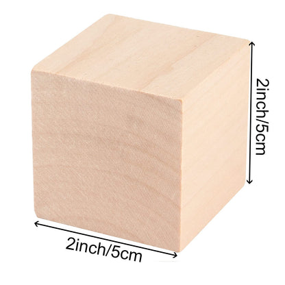 ZOENHOU 24 PCS 2 Inch Wooden Blocks, Solid Premium Natural Hard Wood Cube Unfinished Wooden Block Set for Painting Decorating Crafting DIY Projects - WoodArtSupply