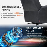 EONIX Dual Motor Lay Flat Power Recliner Chair, Mid Century Wingback Recliner with Independent Adjustable Backrest and Extended Footrest, 400lbs Heavy Duty, Breathable Faux Leather, Black EONIX