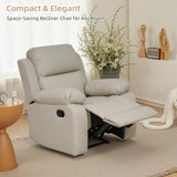 Zevemomo Recliner Chair, Scratch-Resistant Leather Recliner Chairs for Adults, Classic and Traditional Manual Recliner Chair for Small Spaces, Recliner Chairs for Living Room, Beige Zevemomo