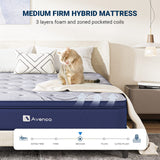 Avenco King Size Mattress, 10 Inch Mattress King Hybrid, Medium Firm King Mattress in a Box for Pressure Relief and Sound Sleep, Wrapped Coils and CertiPUR-US Foam, Soft Breathable Fabric Avenco