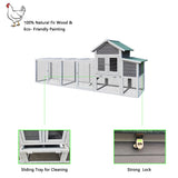 YOPTO 122" Large Chicken Coop with Run,Outdoor Chicken Run W/Nesting Box & Perch,Wooden Hen House W/Ramp & Sliding Trays,Waterproof Poultry Cage W/Sloped Asphalt Roof,for 3-4 Chickens,Gray YOPTO