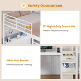 ADORNEVE Loft Bed Full Size with U-Shaped Desk, 6 Storage Drawers, Power Outlet, LED Metal Loft Bed with 2 Storage Shelves, Bed with Safety Guardrail & Ladders,Space-Saving,White ADORNEVE