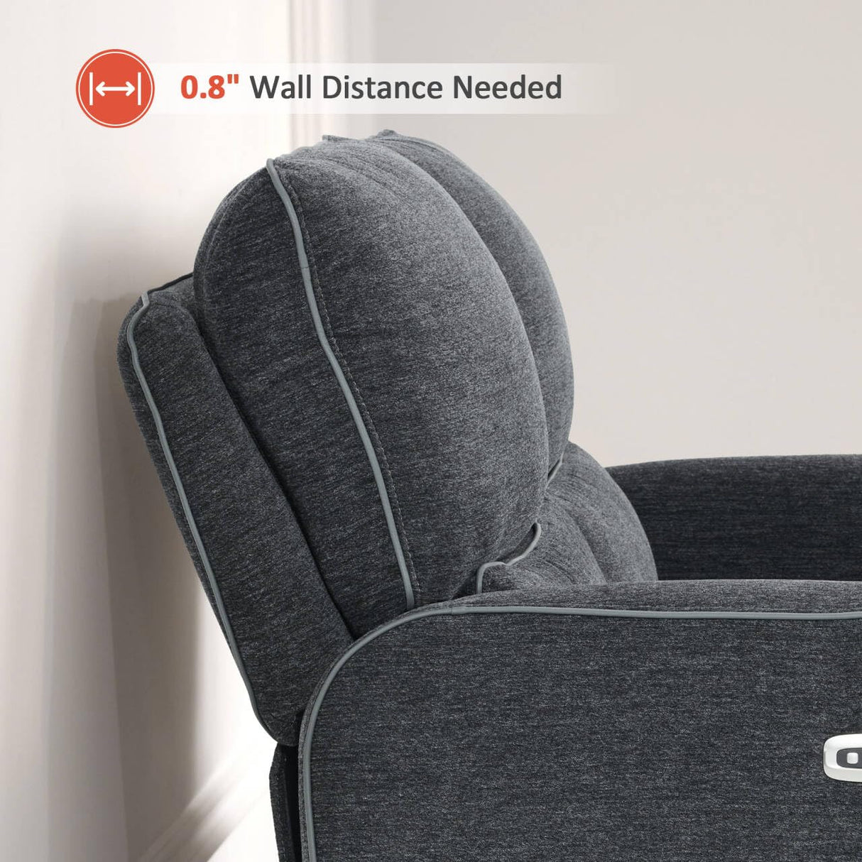 MCombo 60" Wall Hugger Power Reclining Loveseat Sofa with Adjustable Headrest, RV Recliner Loveseat with USB and Type C Charge Ports for Small Spaces 6924 (Dark Grey) MCombo