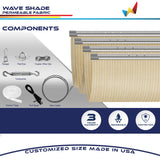 Windscreen4less 4' x 16' Retractable Sun Shade Canopy Cover Sliding Wave Shade Sail for Pergola Patio Deck Yard Gazebo Outdoor (Beige) Windscreen4less