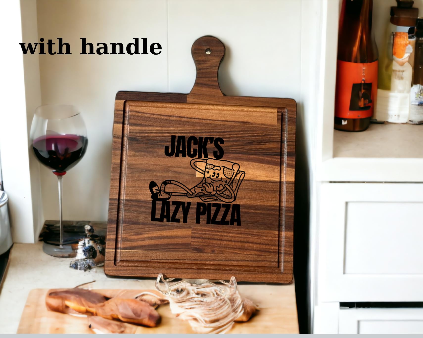 Personalized pizza cutting board 16 inch round - Large pizza serving board - Wooden pizza board - Pizza lovers gift ideas - WoodArtSupply