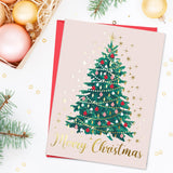 Christmas Cards Set - 24 Gold Foil Holiday Cards with Red Envelopes – 6 Assorted Designs Boxed for Easy Storage - 4.25 x 5.75, Bulk Greeting and New Years Decor Sheets Sweetzer & Orange