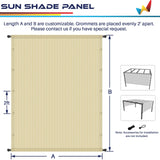 Windscreen4less 10' x 16' Universal Replacement Shade Cover Canopy for Pergola Patio Porch Privacy Shade Screen Panel with Grommets on 2 Sides includes Weighted Rods Breathable UV Block Beige Tan Windscreen4less