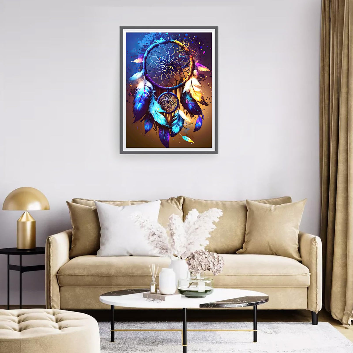 RICUVED Diamond Art Kits for Adults, Diamond Art Kits Full Round Drill Dreamcatcher Diamond Art, Starry Sky Diamond Gem Dots Art and Crafts for Gift Home Wall Decor 12x16Inch RICUVED