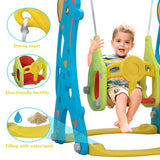 NYEEKOY 6 in 1 Toddler Slide and Swing Playset Indoor Outdoor Freestanding Playground Kids Slide Climber Swing Set with Basketball Hoop for Kids Age 3-12, Backyards Slide for Baby Nyeekoy