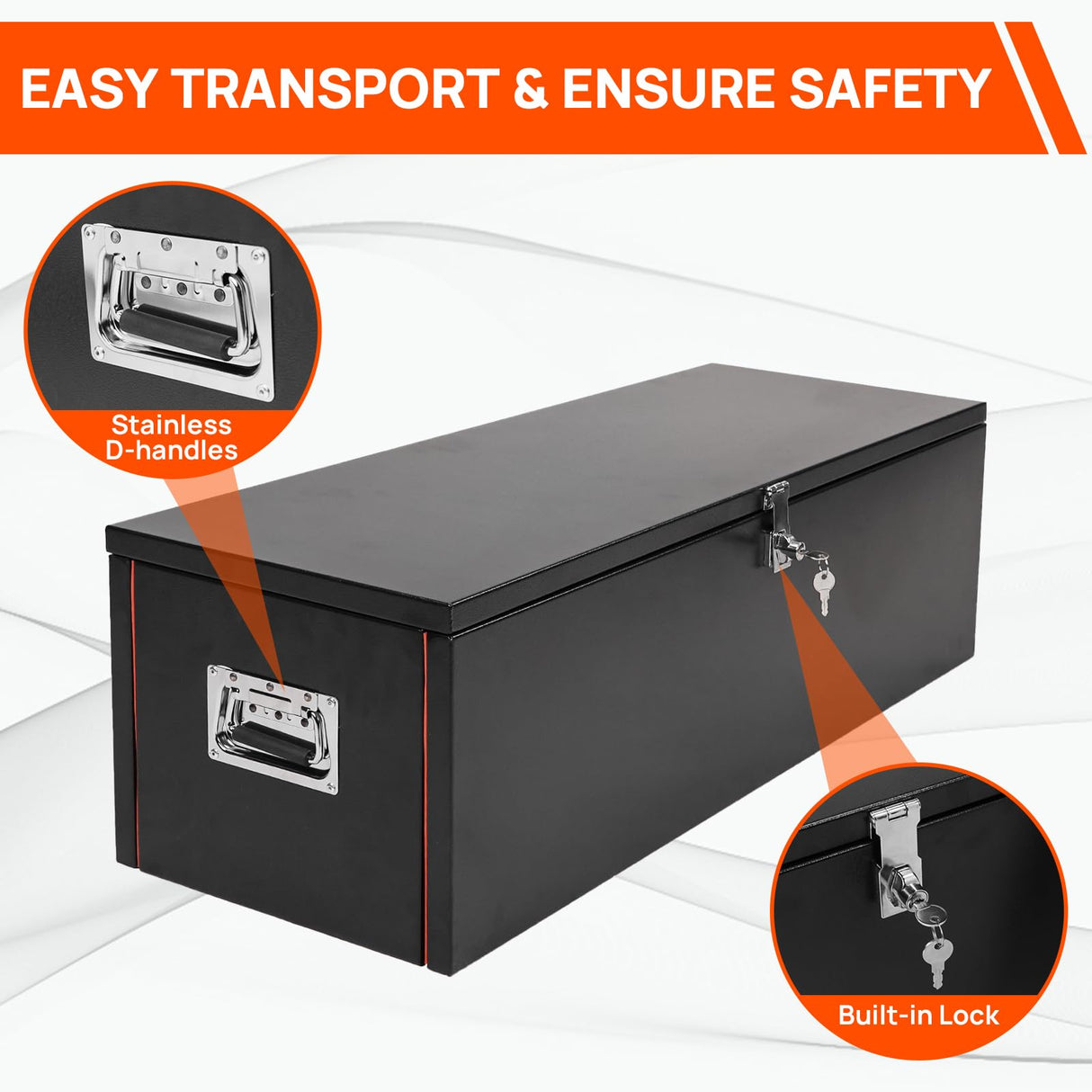 walsport Pickup Truck Bed Tool Box 30 Inch Black Trailer Tool Box Compact Chest Box Heavy Duty Steel Underbody Truck Toolbox Utility RV Storage Organizer with Side Handle, Easily Assembled walsport