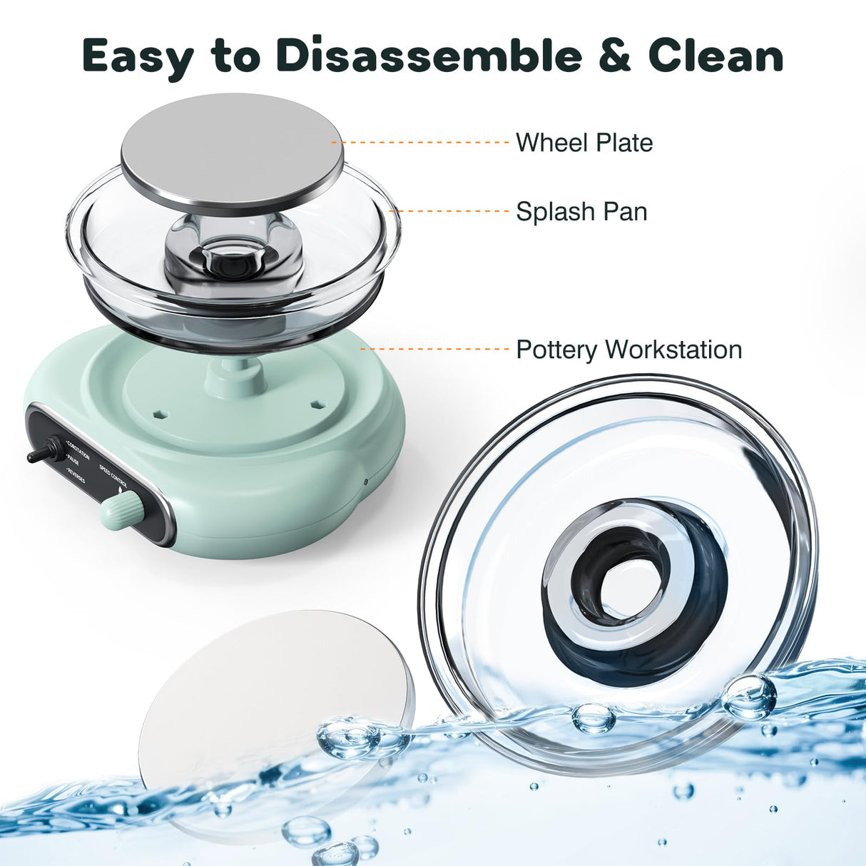 Alldeer Mini Pottery Wheel Kit - 4.7" Turntable Electric Clay Wheel with Foot Pedal, Adjustable Speed Ceramic Making Machine with 8 Pottery Shaping Tools, Craft Kits for Kids Alldeer