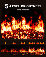 Silonn Electric Fireplace Heater, 5300 BTU Portable Fireplace with App & Remote,24-inch Low Noise Electric Fire Place with 5 Brightness Levels, Temp Control & Timer for Living Room, Bedroom, Black Silonn