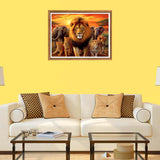 Bimkole 5D Diamond Painting Kits Lion and Elephant, Full Drill Animal Tiger DIY Rhinestone Embroidery Set Paint with Diamonds Art by Number Kits Cross Stitch Home Wall Craft Decoration 12X16 inch Bimkole