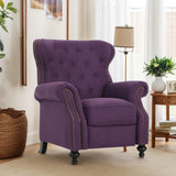 Push Back Recliner Chair, Mid Century Wingback Recliner, Accent Chair with Rivet Decoration, Fabric Push Back Single Sofa for Living Room Adjustable Backrest (Plum) Xinmviec