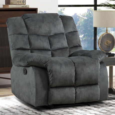 CANMOV Manual Recliner Chair, Single Reclining Sofa with Overstuffed Backrest and Armrest for Living Room, Bedroom Furniture, Grey CANMOV