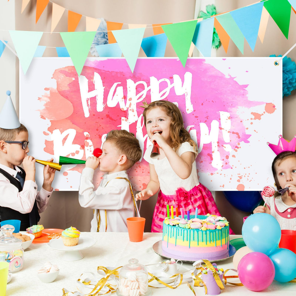 5 PCS Blank Banners Sign to Decorate, Large Blank Sublimation Vinyl Banner Signs with Hanging Ropes, 2 X 4 Ft DIY Blank Vinyl Banners for Halloween, Christmas, School, Birthday, Party Indoor Outdoor Decor GCTWFYK