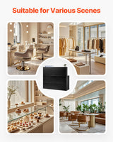 VEVOR Reception Desk, 55Inch L-Shaped Front Counter Table, Office Reception Counter with Drawer Keyboard Tray and Storage Cabinet, for Checkout, Lobby, Beauty Salon & Office, Black VEVOR