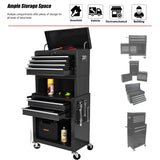 6 Drawer Rolling Tool Chest,Black Large Tall Tool Box with Wheels,Lockable Stand up Toolbox,Metal Garage Tool Cabinets Organizer,Rolling Tool Cart for Workshop Garvee