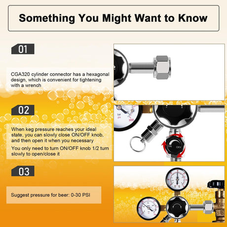 CGA-320 Kegerator Regulator, Dual Gauge Co2 Regulator for Kegerator Co2 Regulator Beer Tap for Keg with 1/4'' & 5/16'' Quick Disconnect Barb Connectors & Safety Relief Valve for Co2 Cylinder Tank Dbgogo