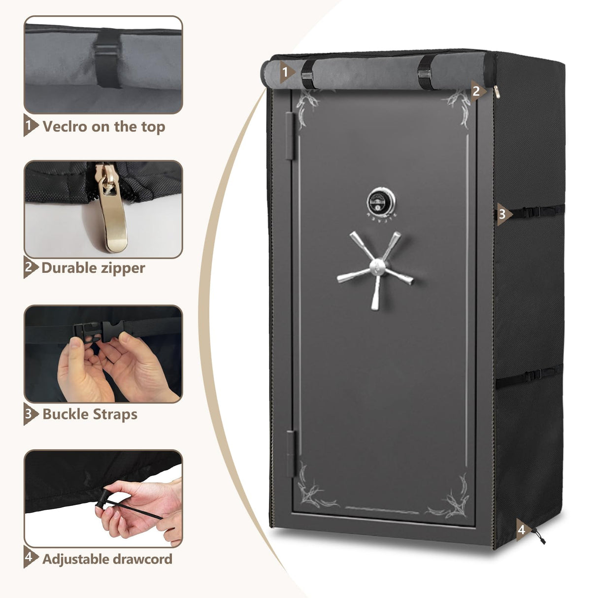 Exokugo Gun Safe Cover,Heavy Duty 600D Waterproof Dustproof Gun Safe Cover for Rifles and Pistols Gun Safe,Concealed Gun Cabinet Cover with Plush Liner Exokugo