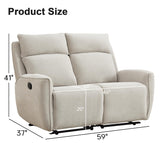 INZOY Manual Loveseat Recliner Sofa, Wall-Hugger 2 Seat Reclining Love Seat Couches, Chenille Fabric Reclinable Sofa Set, Double Seater Recliner Chair for Living Room, Office, Apartment, Beige INZOY