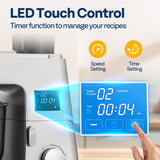 VIVOHOME 9 in 1 Multifunctional Stand Mixer with Fermentation, 6 Speed 7.5 Quart Kitchen Electric Food Mixer with Timer, Meat Grinder, Juice Blender, Vegetable Slicer, Pasta and Cookie Maker, Silver VIVOHOME