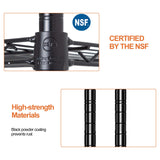 Heavy Duty Metal Storage Shelves - 4 Tier Wire Shelf with Wheels, 36" L x 14" W x 54" H, Adjustable Layer Rack, 1000 LBS, Black Hudada