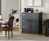 MIIIKO Lateral File Cabinet with Lock, 3 Drawer Lateral Filing Cabinet, Large Deep Drawers Locked by Keys, Metal Storage File Cabinet for Hanging Files Letter/Legal/F4/A4 Size MIIIKO