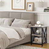 End Tables Living Room Set of 2, 16" D x 16" W x 24" H, Indoor Side Tables Living Room with Storage Shelf, Square End Table Set of 2, X-Shaped Night Stands for Bedroom, Farmhouse Wood End Tables, Grey TooCust