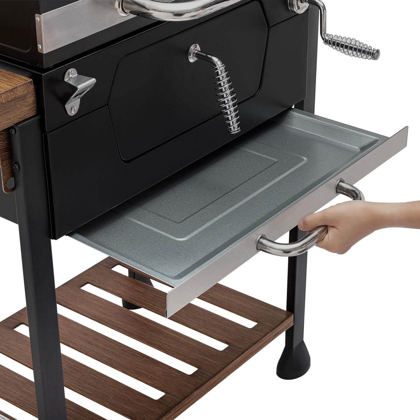 Royal Gourmet CD1824M 24-Inch Charcoal Grill, BBQ Smoker with Handle and Folding Table, Perfect for Outdoor Patio, Garden and Backyard Grilling, Black, Medium