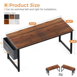 ODK Computer Writing Desk 55 inch, Sturdy Home Office Table, Work Desk with A Storage Bag and Headphone Hook, Deep Brown ODK