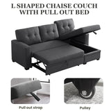 Yafylly L Shape Sleeper Sofa Bed with Storage, Large Full Size Pull Out Sectional Couch, Futon Chaise Lounge Recliner for Living Room, Apartment, Bedroom, Office Yafylly