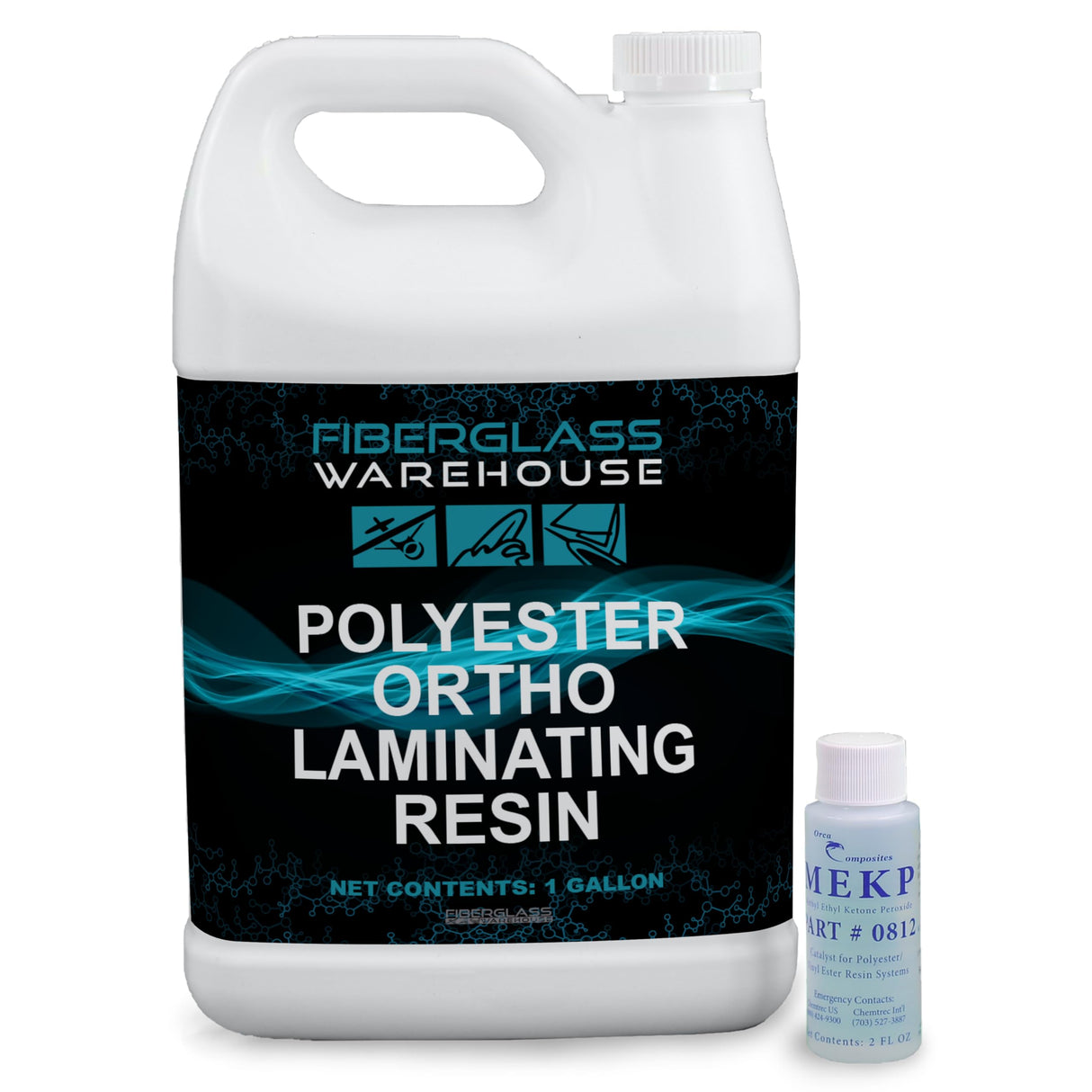 Fiberglass Warehouse Polyester Laminating Resin Kit - Marine Grade Fiberglass Resin - 1 Gallon - Catalyst Included - Fiberglass, Boat Repair, Decks, RV, Auto Fiberglass Warehouse