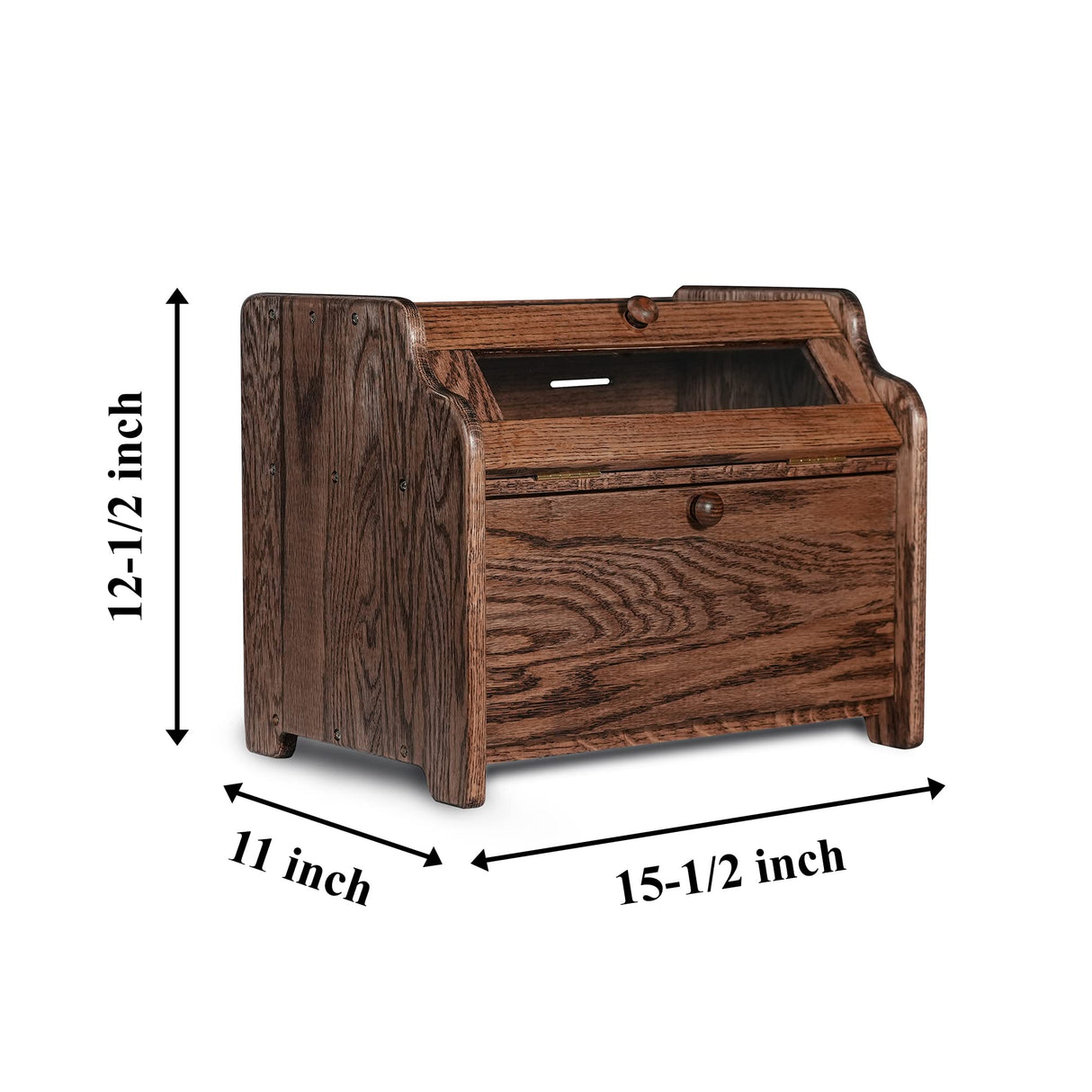 CONSDAN Bread Box, Solid Wood Oak Bread Box for Kitchen Countertop, Double Layer Bread Container for Bread Storage, Large Capacity Breadbox with CONSDAN