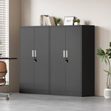 JINKUR Metal Storage Cabinet with Locking Doors and 3 Adjustable Shelves, Lockable Storage Cabinets for Home Office Garage Kitchen Pantry (Black) JINKUR