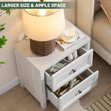 Farmhouse White Night Stands Set of 2, Bedside Tables Nightstands with 2 Drawers Storage, 22.8" Large Rustic Wood Night Stand, Bed Side Table for Bedroom Living Room Sofa Couch Office Standifurno