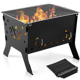 Odoland Camping Grill Portable Folding Charcoal Grills Backpacking BBQ Grill Campfire Grill with Carry Bag for Outdoor Cooking Hiking and Picnic Odoland