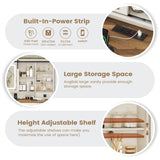 AOGLALTI Farmhouse Vanity Desk with Mirror and Lights, Makeup Vanity with Lights & Charging Station, Large White Vanity Table with Ample Storage Space and Sliding Mirror (White) AOGLLATI