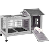 Aivituvin Rabbit Hutch Indoor Bunny Cage Outdoor Bunny House with Wire Floor Leakproof Plastic Tray Aivituvin