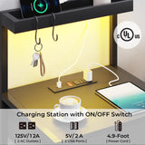 VIAGDO Led Nightstand with Charging Station, 3 Drawers Night Stands with Led Lights, Black Bedside Tables with Storage Shelves, Modern End Side Tables for Bedroom, Office VIAGDO