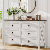 ChooChoo Farmhouse 6 Drawer Dresser, White Dresser for Bedroom, Wide Dressers & Chests of Drawers for Entryway, Hallway ChooChoo