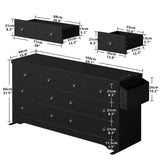 LIKIMIO Dresser 8 Drawer with Charging Station and Storage Bag, Wood Storage Chest of Drawers for Bedroom Living Room Hallway Entryway, Black LIKIMIO