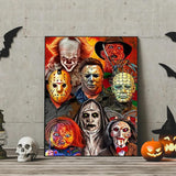 NEGEKFKX 4 Pack Halloween Diamond Art Kits for Adults Beginners,Horror Diamond Painting Kits for Adults,5D Full Drill DIY Diamond Dot Gem Art Kit Wall Home Decor Arts Craft 12x16 inch NEGEKFKX