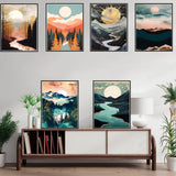 DOTZSO Diamond Art Kits for Adults 6 PCS DIY Full Diamond Art kit with Crystal Cross Stitch Picture Art and Craft for Adult Beginners 12x16 Inches (Landscape Abstract) DOTZSO