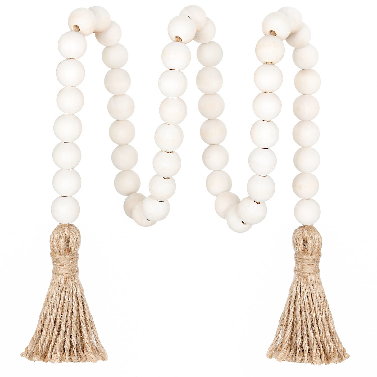 Meplait 39in Wood Bead Garland Farmhouse with Tassels,Versatile Prayer Beads Boho Chic Wall Hanging Home Decor(Natural) Meplait